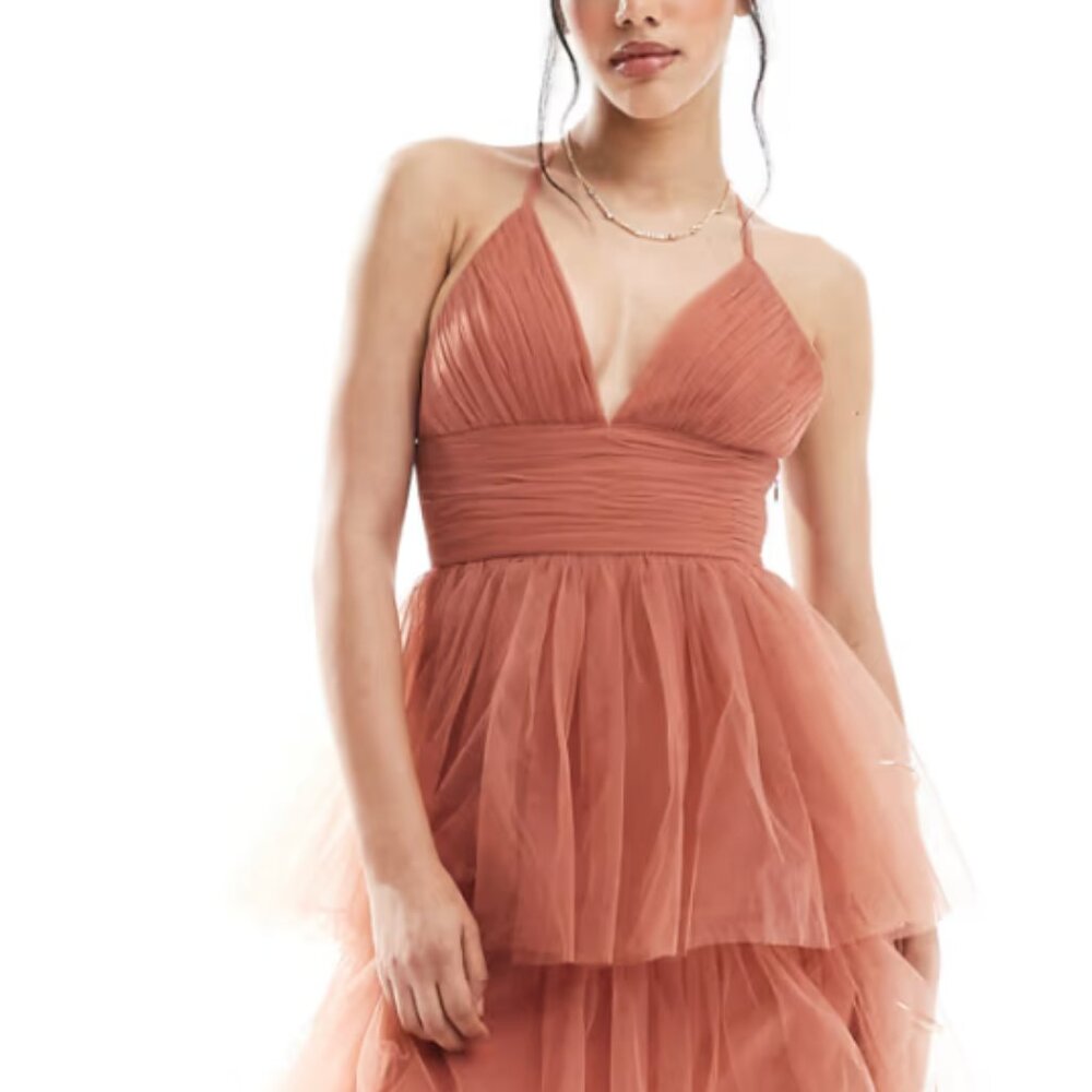 Lace and Beads - Odette Midaxi Dress in Terracotta